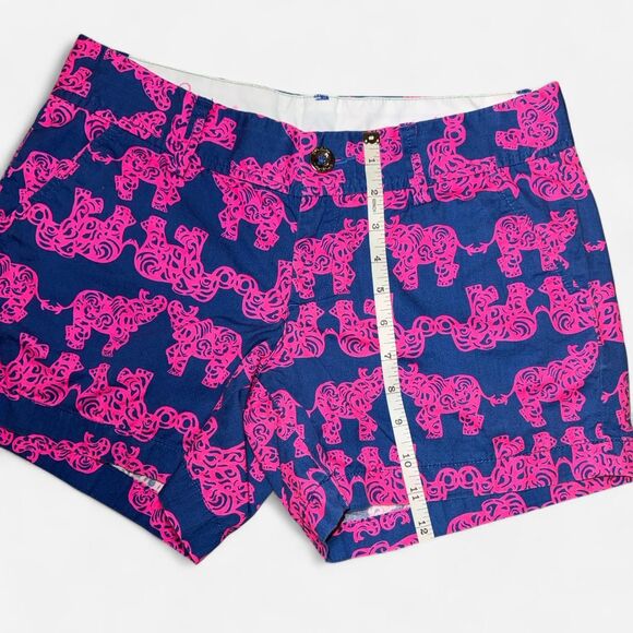Lilly Pulitzer Pink and Blue Elephant Print Chino Shorts SIZE 4 - Picture 4 of 8